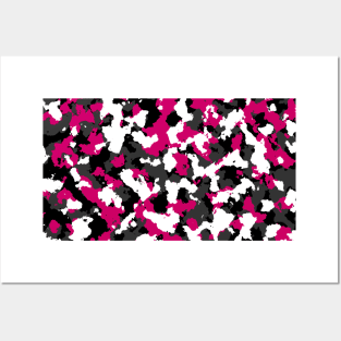 White Pink Camouflage Posters and Art